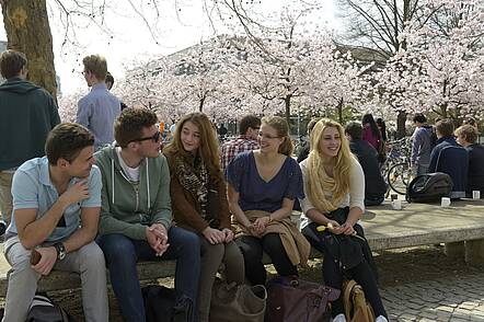 Foto: Studierende im Gespräch an der Universität Göttingen 