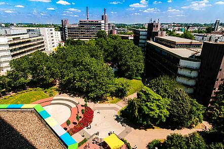 Foto: Luftaufnahme vom Campus Essen der Universität Duisburg-Essen