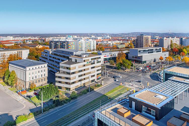 Foto: Luftaufnahme des Campus der Fachhochschule Dresden.