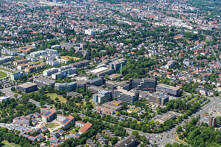 Foto: Luftaufnahme vom Campus der Universität Paderborn 